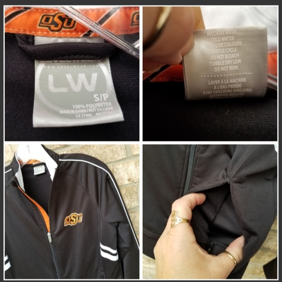 Oklahoma State Cowboys BLACK embroidered zip-up Jacket (Size SM) Coat - Picture 9 of 9